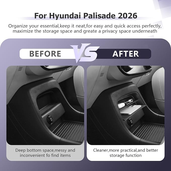 LUWU Center Console Organizer Compatible with 2026 Hyundai Palisade Calligraphy Accessories Armrest Console Organizer 2026 Palisade Front Center Under Screen Storage Tray (ONLY for 7-Seat)