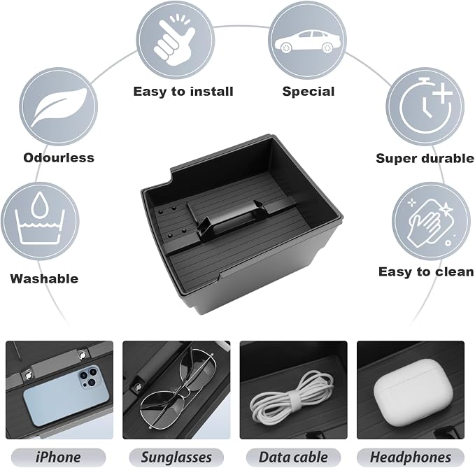 SKTU 2Pack for 2024 2025 2026 Chevy Traverse Center Console Organizer 2024 2025 2026 Traverse (LS/LT/Z71/High Country/RS) Console Tray [Double Layers] 2024 2025 2026 Chevy Traverse Accessories