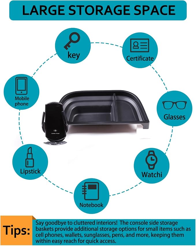 CHEAYAR Dashboard Storage Box Fit for Ford Maverick 2022, ABS Dash Panel Tray Organizer, Dash Tray Phone Holder Mount with Storage Box, Dash Center Console Table Storage Tray (Wireless charging)