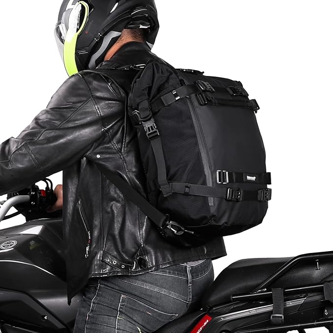 Waterproof Motorcycle Tail Bag 30L Motorbike Rear Rack Storage Bag Saddle Pannier for Touring Adventure Commuting Black