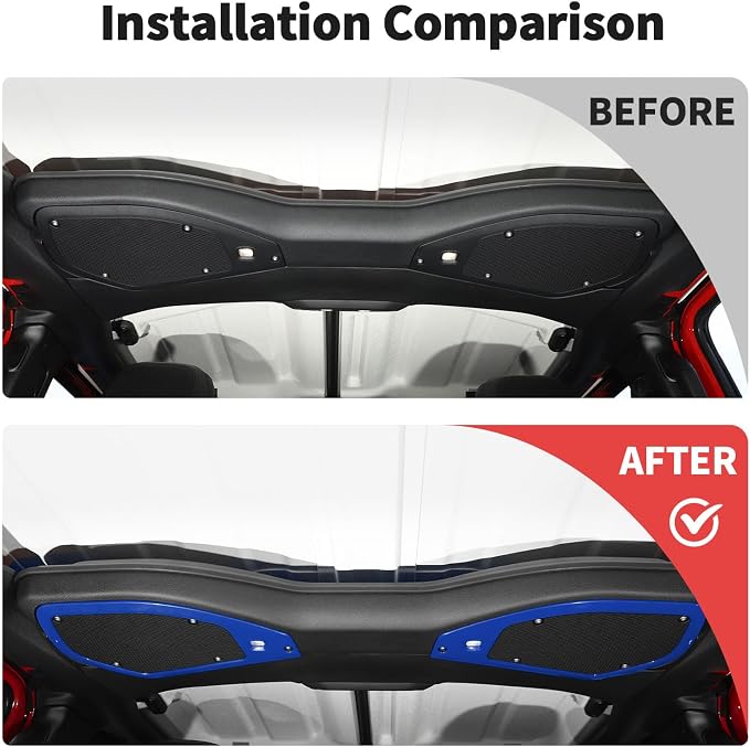 JWWY for Jeep JL Speaker Audio Player Trim Top & A Pillar Cover Trim for 2024-2026 Jeep Wrangler JL JLU & Gladiator JT 4xe Interior Accessories ABS 4PCS Blue
