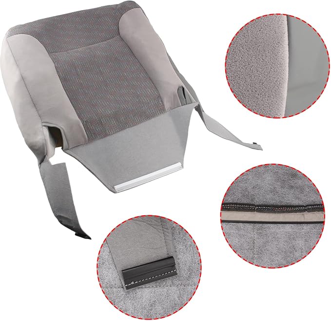 AUTOKAY Seat Cover for Dodge Ram 1500 2500 1994 1995 1996 1997 Front Bottom Cloth Seat Cover Gray