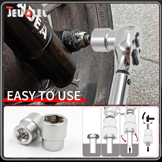 11Pcs 3/8" Drive Metric Bolt Extractor Socket Set - Sizes 8-19mm for Easy Removal of Damaged Fasteners with Innovative Clamping Design