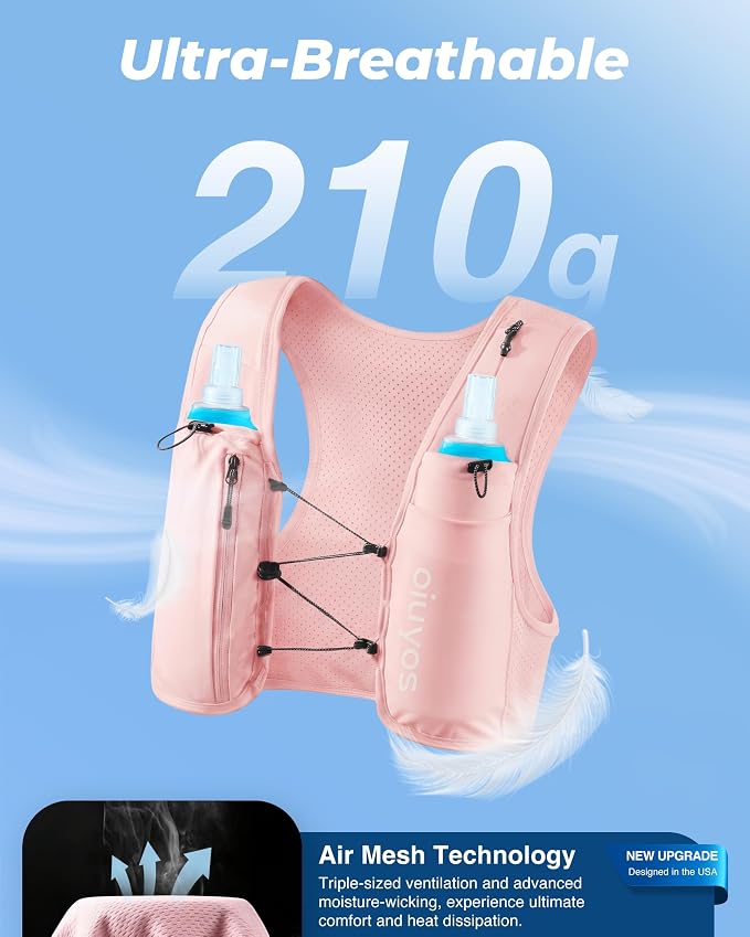 Running Vest for Women Men - Adjustable Chest Straps Running Hydration Vest with 500ml Soft Flask & Phone Holder - Lightweight Reflective Hydration Backpack for Runner Marathon Essentials