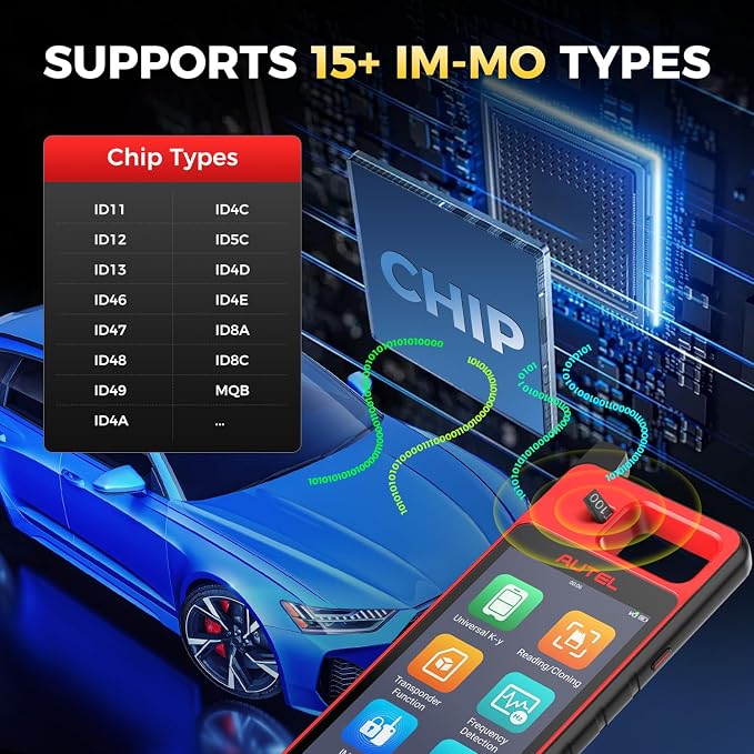 Autel AT100 Super Chip, 2026 New Transponder Chip for ID11 ID12 ID13 ID46 ID47 ID48 ID49 ID4A ID4C ID5C ID4D ID64 ID8A ID8C MQB, Work with MaxiIM KM100 IM508 IM608 IM508S PRO IM608 Pro 2 (Pack of 10)