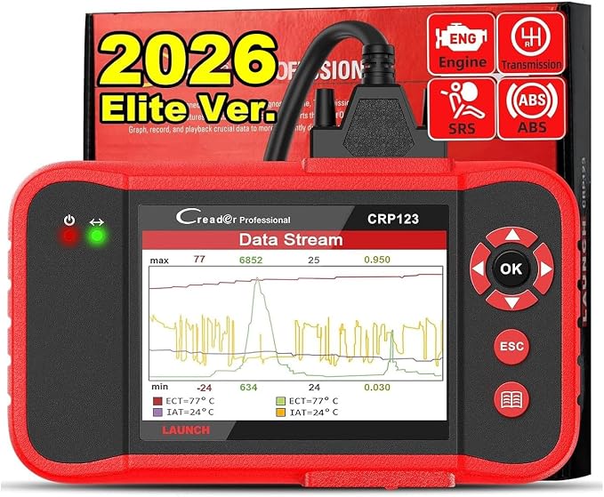 2026 Launch CRP123 V2.0 OBD2 Scanner, Engine, ABS, SRS, Transmission Code Reader Car Diagnostic Scan Tool, Full OBDII Modes Automotive Scanner, Live Data Stream Graph, Lifetime Free Update