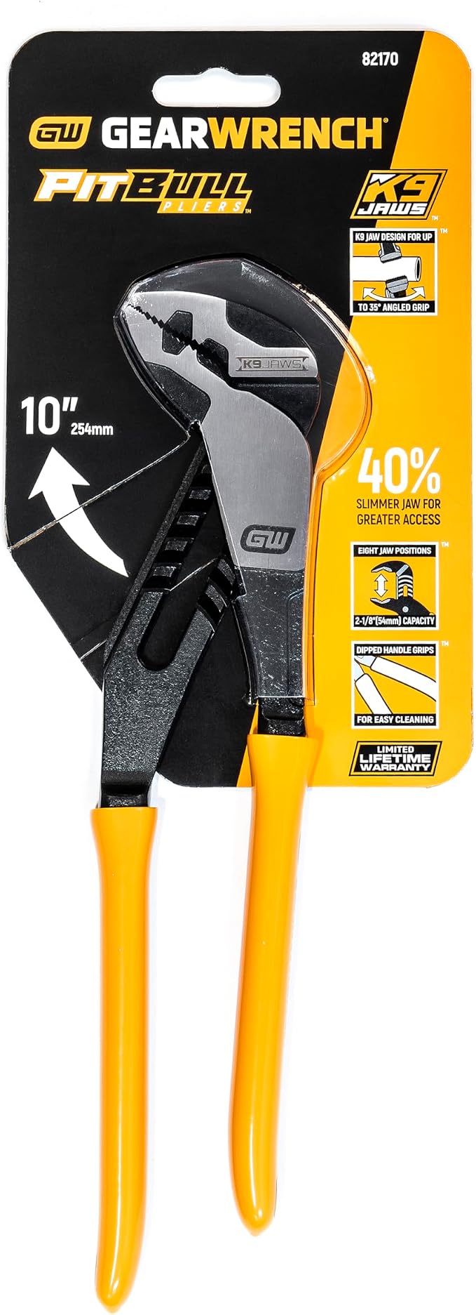 GEARWRENCH 10 Inch Straight Jaw Dipped Handle Tongue and Groove Plier - 82170