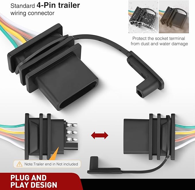 Nilight 4 Pin Trailer Wiring Harness Kit 56033 Custom for 2008 2009 2010 2011 2012 2013 2014 2015 2016 2017 2018 2019 2020 Nissan Rogue 2007-13 Infiniti G25 Q60 G35 G37 Sedan Tow Hitch