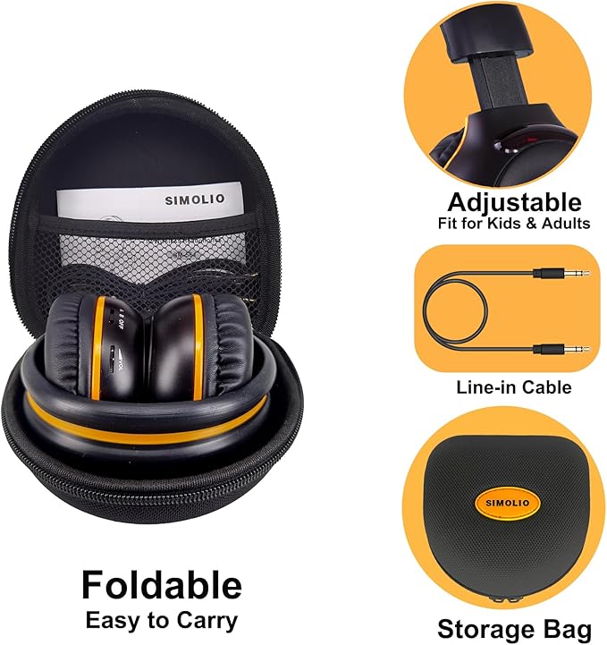 SIMOLIO IR Headphones for Car DVD for uConnect VES, Honda Odyssey, Dodge Grand Caravan, Chrysler Town Country, Jeep, 2 Channel Universal Folding Infrared Headphone w/AUX Cord & Carrying Case, 2 Pack