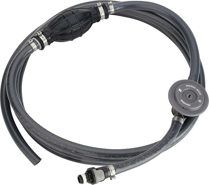 Attwood Universal Marine Fuel Line Kit, EPA Compliant, 12 Ft, 3/8-In D. Hose with Tank Fitting, Sprayless Connector (Tank-side Fitting) Primer Bulb, Fuel Demand Valve, 93812UUSD7