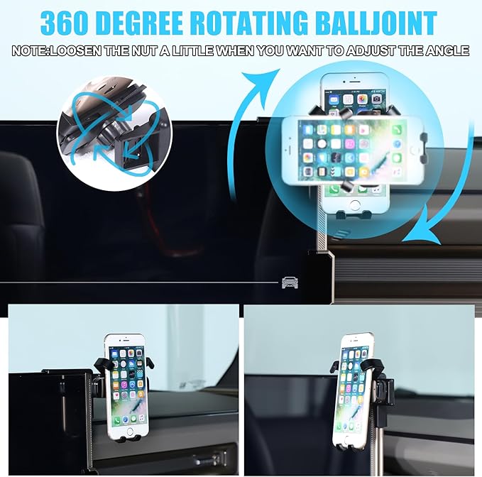 Car Phone Holder Mount for Hummer EV SUV Truck Accessories 2022-2024 2025+ Right Side of Navigation Screen Rotatable Fixed Mobile Phone Holder for Car Fit for iPhone Universally Smartphones (B)