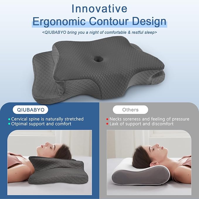 Pain Relief Cervical Pillow for Neck Support, Adjustable Ergonomic Pillow Cozy Sleeping, Odorless Orthopedic Memory Foam Pillows, Contour Bed Pillow for Side Back Stomach Sleeper-King Size