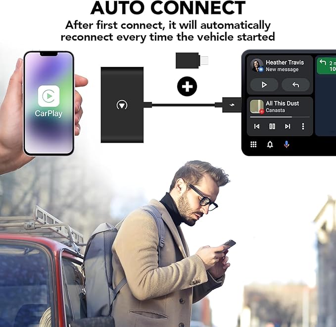 2025 Upgrade Wireless CarPlay Adapter Plug & Play Dongle Converts Wired to Wireless Apple CarPlay, Compatible with iPhone 6 and Later, Works with 2015+ Cars