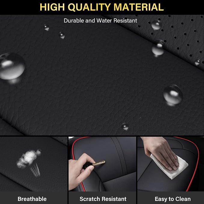 Coverado Silverado Rear Seat Covers, Faux Leather Car Seat Covers Fit for Chevy Silverado GMC Sierra 2007-2013 & 2019-2026 1500, 2020-2026 2500HD 3500HD Crew Double Extended Cab(Redline)