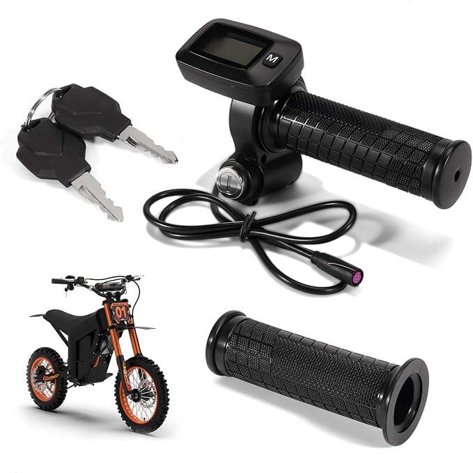 Upgraded E-Bike Throttle 48V w/M Button Fits for Tutti/Tutto/Tuttio Soleil01 Electric Dirt Bike Soleil 01 Only New Version (with M), Non-Interchangeable with Old Throttle (Without M)