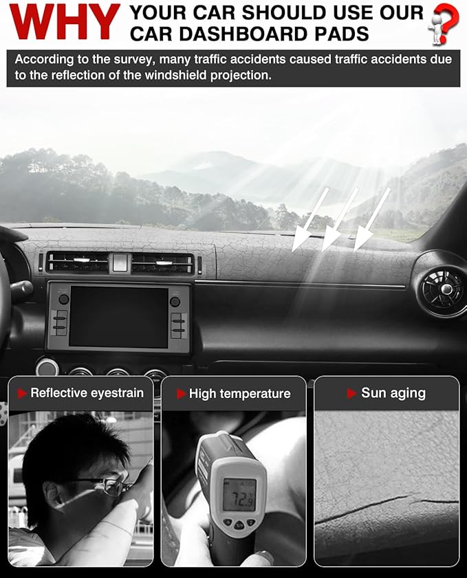 Autorder Dashboard Cover Mat for Toyota GR86/Subaru BRZ 2022-2025 2026 Accessories Dash Cover Flannel Dash Mat Sunshade Glare UV Rays Protector