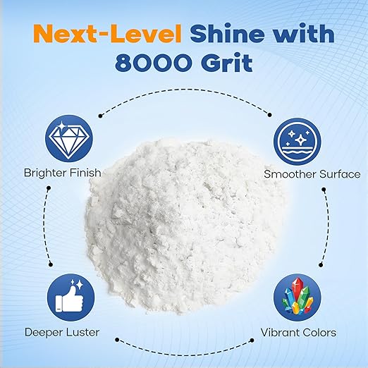Rock Tumbler 8000 Polishing Grits - Aluminum Oxide, Step 5 Grit - Premium Polish Refill for Final Abrasive Tumbling Powder, 1 Lb Tumbling Media for Stones, Gems, and Glass to Achieve High Shine Finish