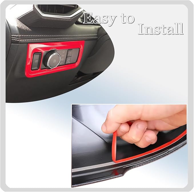 MUXEE Headlight Switch Cover，for Ford Mustang 2024 2025 2026，Car Headlight Switch Buttons Panel Cover Trim - Wine Red Sport Interior Set Accessories