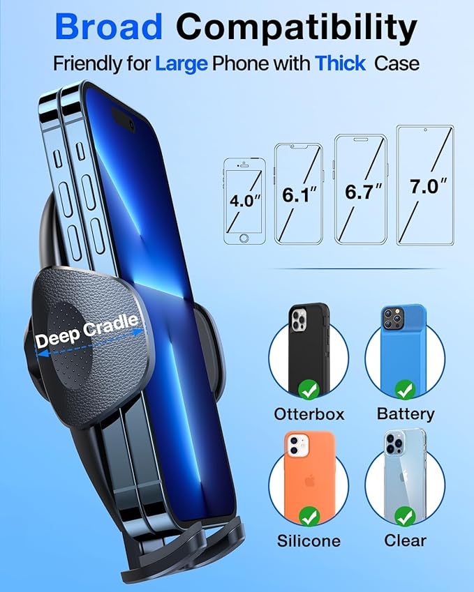 YRU [2025 Upgraded Universal Car Phone Holder Mount【360°Rotatable & Strong Suction】 Cell Phone Car Dashboard Windshield Phone Holder Dash Vent Stand for iPhone 17 16 Pro Max Samsung Truck, Dark Blue