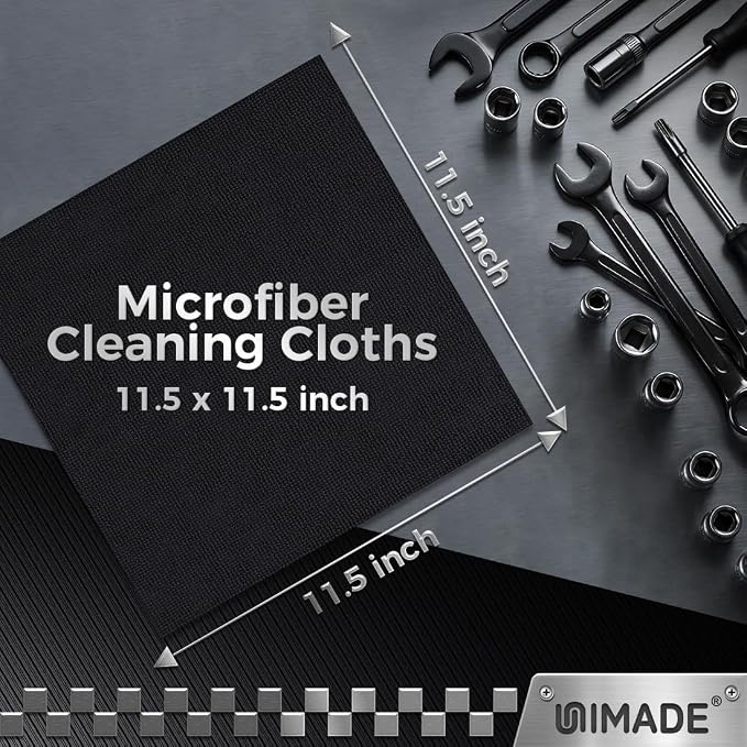 UNIMADE Microfiber Cleaning Cloth, 200 Pack Microfiber Towels for Cars Reusable Shop Rags Bulk Lint Free Cleaning Towels for Car Kitchen Automotive Bar Mechanic Restaurant Garage, 11.5"x 11.5", Grey