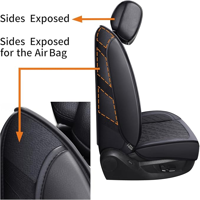 YIERTAI Car Seat Covers for Dodge Ram Fit 2009-2026 1500 2010-2026 2500 3500 Classic Bighorn Longhorn Laramie Tradesman Truck Black Full Set