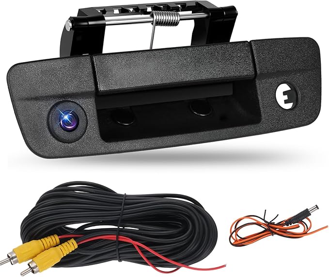 METEESER Car Rear View Backup Reversing Camera Night Vision Pull Handle for RAM 1500 2500 3500 2009-2017（RCA Connector）