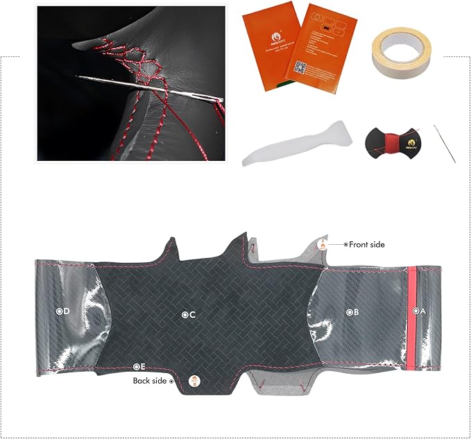 MEWANT DIY Shiny PU Carbon Fiber Woven Embossed Athsuede Steering Wheel Cover for Tesla Model Y 2023 Model 3 2017-2023
