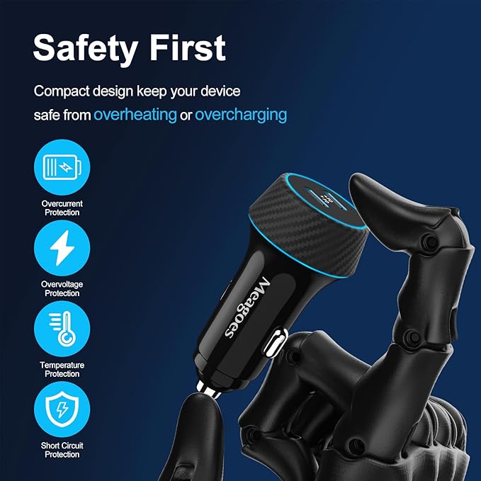 2 Pack 90W USB C Car Charger Super Fast Charging for iPhone 17 Pro Max/Air/16/15/iPad, Samsung S26 Android Phone, Dual 45W PD Port Auto Accessories, 12V Cigarette Lighter Adapter + 6.6 ft Type C Cord