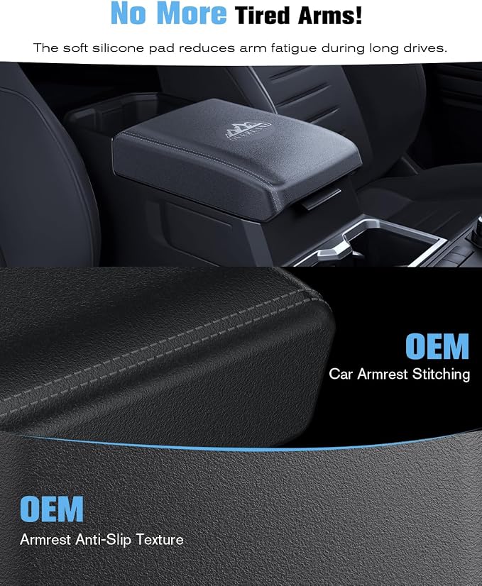 For 2025 Toyota 4Runner Center Console Armrest Cover& Armrest Hidden Privacy Tray 2-In-1 - [Friendly Liquid Silicone Rubber& OEM Design] - Thin Armrest Box Cover - Black