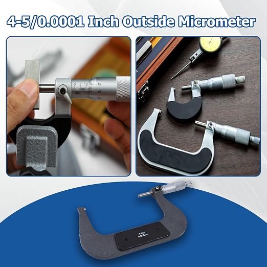4-5" Accuracy Outside Micrometer 0.0001" Carbide Tipped for Precision Measurement Work