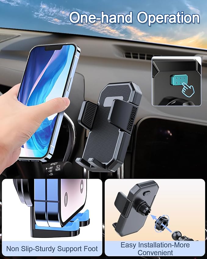 PZK Car Phone Holder for 2010 2012 2013-2024 Toyota 4 Runner Accessories Custom Air Vent Auto Lock Clamping Fit iPhone & 4.0-7.0'' Smartphones 360° Rotation Automobile Phone Cradles