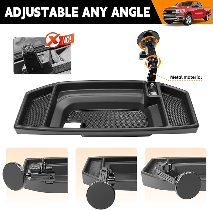 5" 8.4" Screen Dashboard Phone Holder Compatible with 2019-2026 Ram 1500 2500 3500 w/12V Outlet Part Center Console Organizer Dash Tray Phone Mount for 2025 RAM Accessories(DodgeRam 2019-2026)