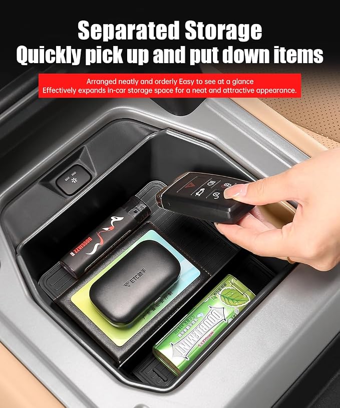 Armrest Storage Box for 2020-2025 2026 Land Rover Defender 90 110 130 Central Console Organizer Tray Bag Protective Pad Decorative Modification Accessories (Refrigerator-Equipped Version/Black)