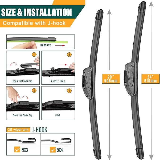 Windshield Wiper Blades Replacement for GMC Acadia 2017 2018 2019 2020 2021 2022 2023,Original Equipment Replacement Front Rear Wiper Blade Set - 24" 20" 10" (Set of 3)
