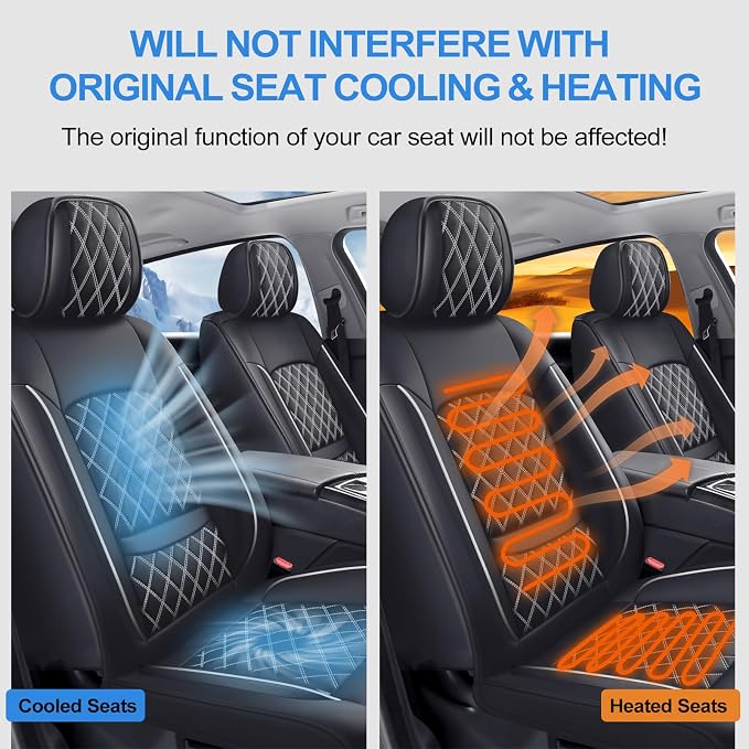 Fit Explorer Car Seat Covers for Ford Explorer 2007-2025 2026 - Luxury Leather, Anti-Slip, All-Weather Seat Cushions, Waterproof & Breathable, Airbag Compatible, Full 5-Seat Set(Whiteline)