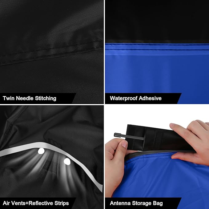Waterproof Motorcycle Cover Replace for Harley Davidson Cruiser Models, 420D Oxford Cloth Softail, Dyna, Iron 883, Fat Boy 114, Forty-Eight, Low Rider, Sport Glide Cover for Snow Rain Protection