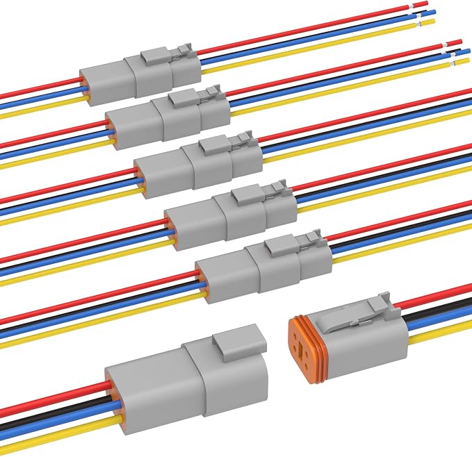 Newdeli Deutsch 4 Pin Connector Kit Waterproof Electrical Connector 16 AWG Male and Female Automotive Wire Connectors for Car Truck Boat, Dt Connector 6 Sets