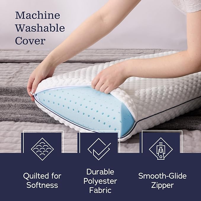 WEEKENDER Gel Memory Foam Pillow - Queen Size - 2-Pack - Medium Firm Feel - Neck & Shoulder Support - For Back & Side Sleepers - Home, Hotel, & Hospital Essentials