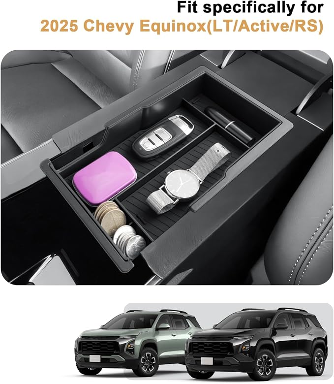 2026 Equinox Center Console Organizer - For 2025-2026 Chevy Equinox Double Layer Center Console Organizer - Double-Layer Armrest Box Storage Tray For 2025 2026 Equinox(LT/Active/RS) Accessories
