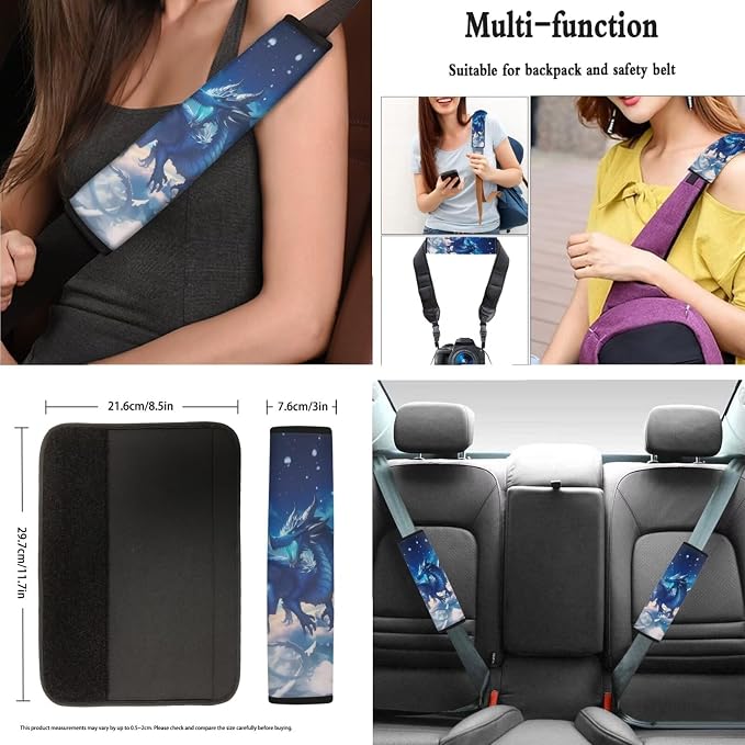 AFPANQZ Dragon Print Car Seat Covers Full Set of 11 Pcs with Steering Wheel Cover Gear Shift Knob Cover+Auto Handbrake Cover+Seat Belt Strap Pads+Car Coaster