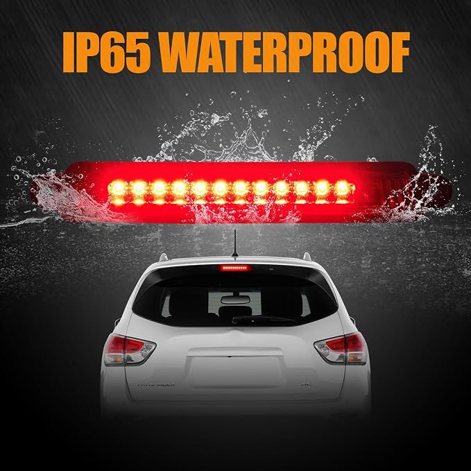 Third 3rd Brake Light LED for 2005-2015 Nissan Armada, High Mount Rear Brake Lights Assembly for 2004-2010 Infiniti QX56, Waterproof Center Cab Lamp Stop Light, Red Lens