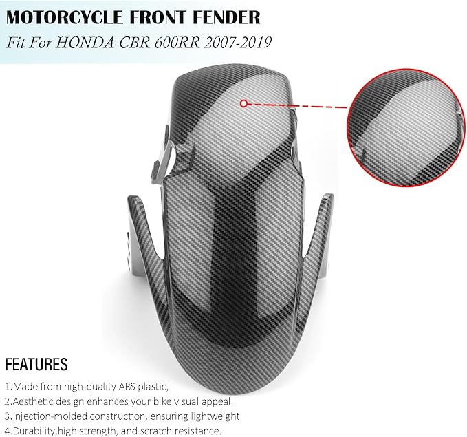 Front Fender, For Honda CBR 600RR 2007-2019, Motorcycle Mudguard Protector Splash Guard Fit Fairings Kit Parts (Gloss Black)