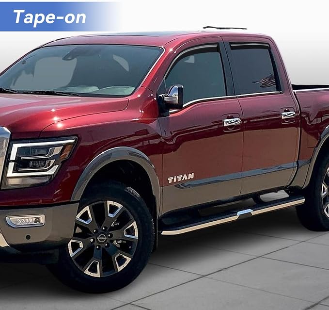 Window Visors Rain Guards for 2017-2024 Nissan Titan & 2016-2024 Nissan Titan XD Crew Cab, Out-Channel Window Vent Wind Deflectors Visors Shades