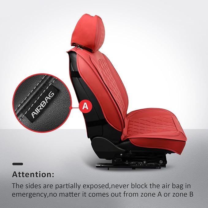MIROZO Seat Covers Full Set,Leather Car Seat Covers Breathable Car Seat Protector Waterproof Automotive Vehicle Cushion Cover Universal for Most Sedan, Truck and SUV (Full Set, Wine Red)