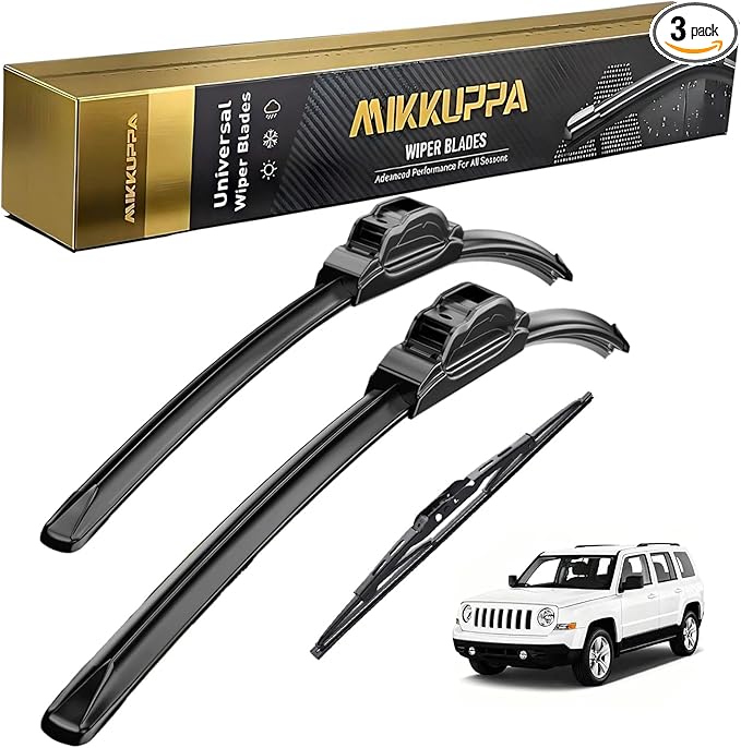 MIKKUPPA 21"+21"+10" Windshield Wiper Blades Replacement for 2007-2017 Jeep Patriot, Front & Rear Wiper Blades Set, Durable Stable Quiet All Season (Pack of 3)