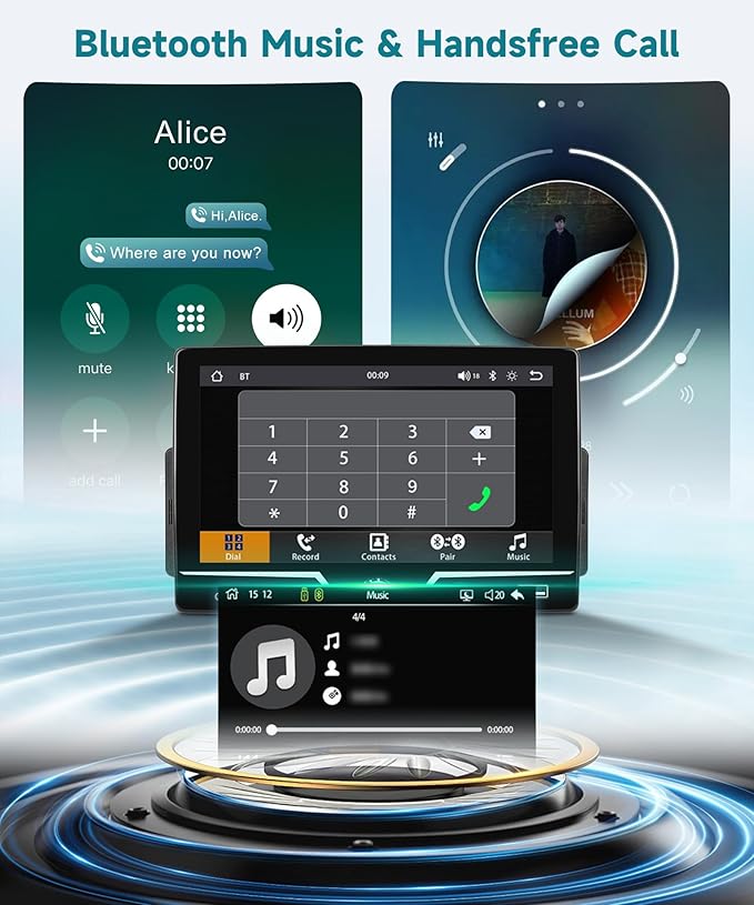 Single Din Radio with Wired CarPlay & Android Auto, 7" HD Touch Screen,Single Din Car Stereo with Mirror Link, SWC, FM Radio, Bluetooth,USB/Type C, EQ for Car Audio