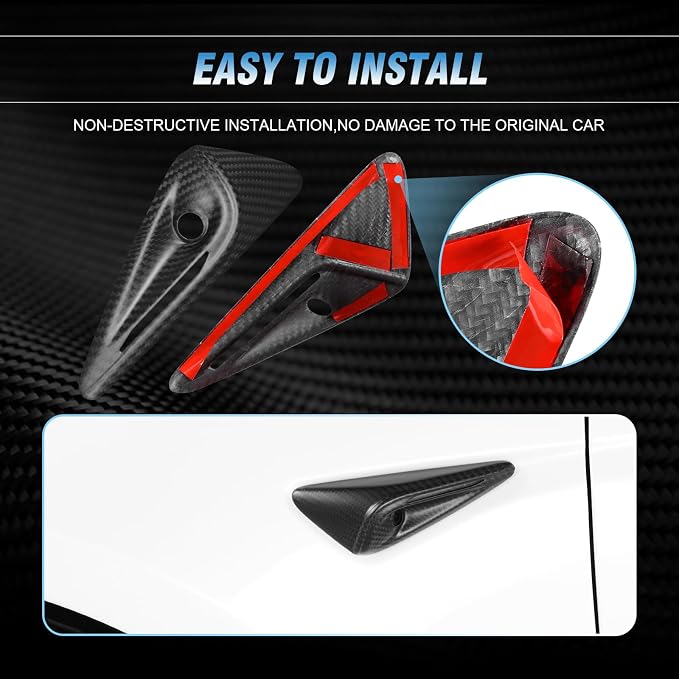 2026 Tesla Model Y Juniper Side Camera Protection Full Cover HW4.0 for Tesla Model 3 2025-2024 Highland Real Carbon Fiber Side Camera Turn Signal Cover 2PCS(Matte Carbon Fiber)