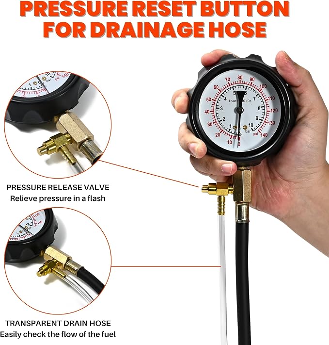 NP Diesel Fuel Pressure Gauge Kit Petrol Fuel Pressure Tester Fuel Injection Pump Diagnostic Tool