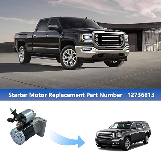 Starter Motor 12736813 Compatible with Chevry Silverado& GMC Sierra 2014-2019, Chevry Suburban& Tahoe& GMC Yukon 2015-2020