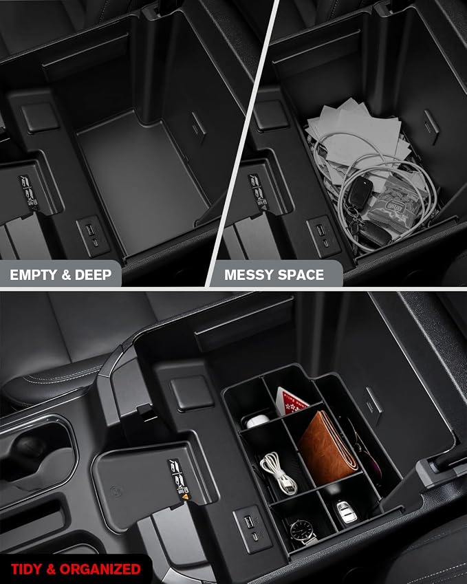 for 2022-2026 Silverado & Sierra 1500/2024-2026 Silverado & Sierra 2500HD/3500HD - Full Console w/Bucket Seats Only Center Console Lower Armrest Organizer Tray